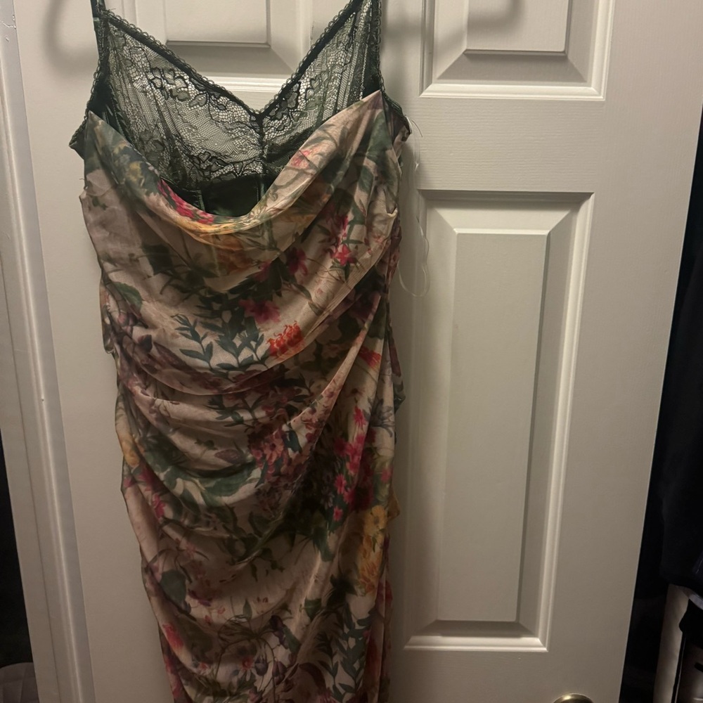 Floral and Lace Midi Dress